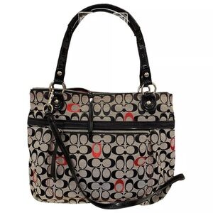 Coach Poppy Embroidered Signature C Glamour Tote Handbag